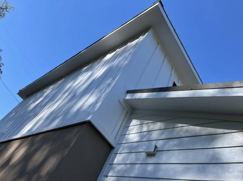 Fiber-cement siding on exterior wall showing noncombustible material